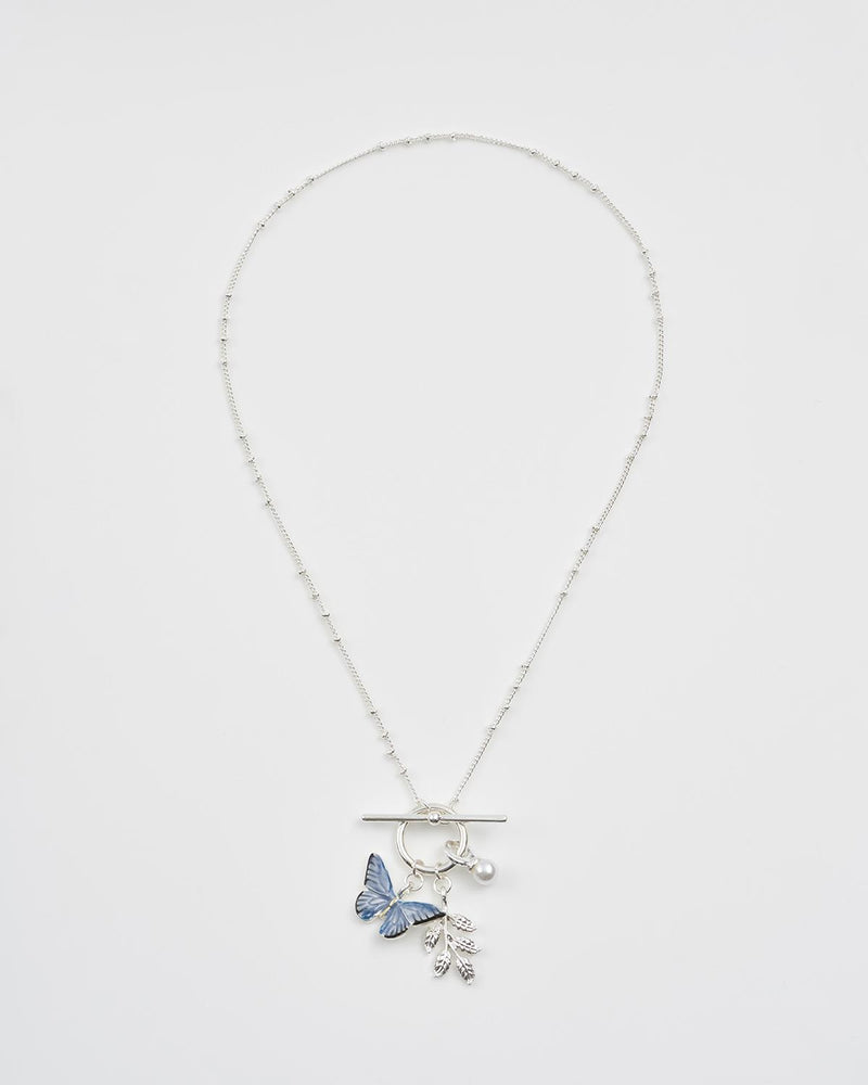 Blue Butterfly Silver Necklace