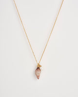 Spiral Shell and Pearl Worn Gold Short Necklace