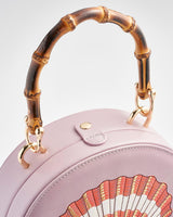 Embroidered Shell Lilac Bamboo Top Handle Bag