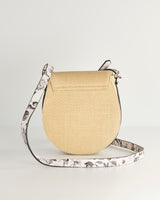 Tree Of Life Monochrome Raffia Saddle Bag