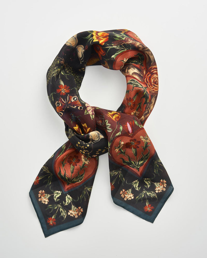 Folksy Fox Scarf Black