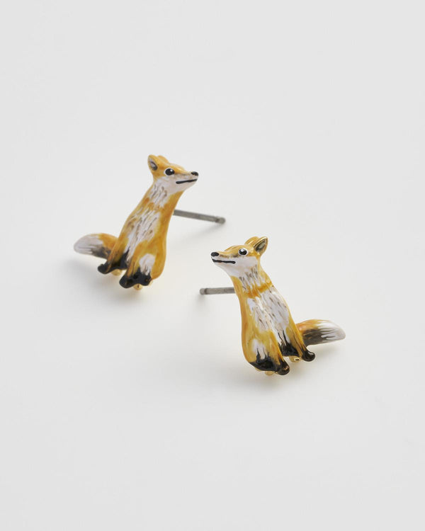 Enamel Fox Stud Earrings