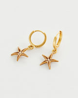 Starfish Worn Gold Huggie Hoops