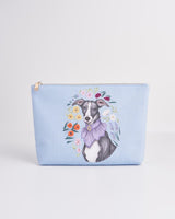 Catherine Rowe Pet Portraits Whippet Blue Cotton Pouch