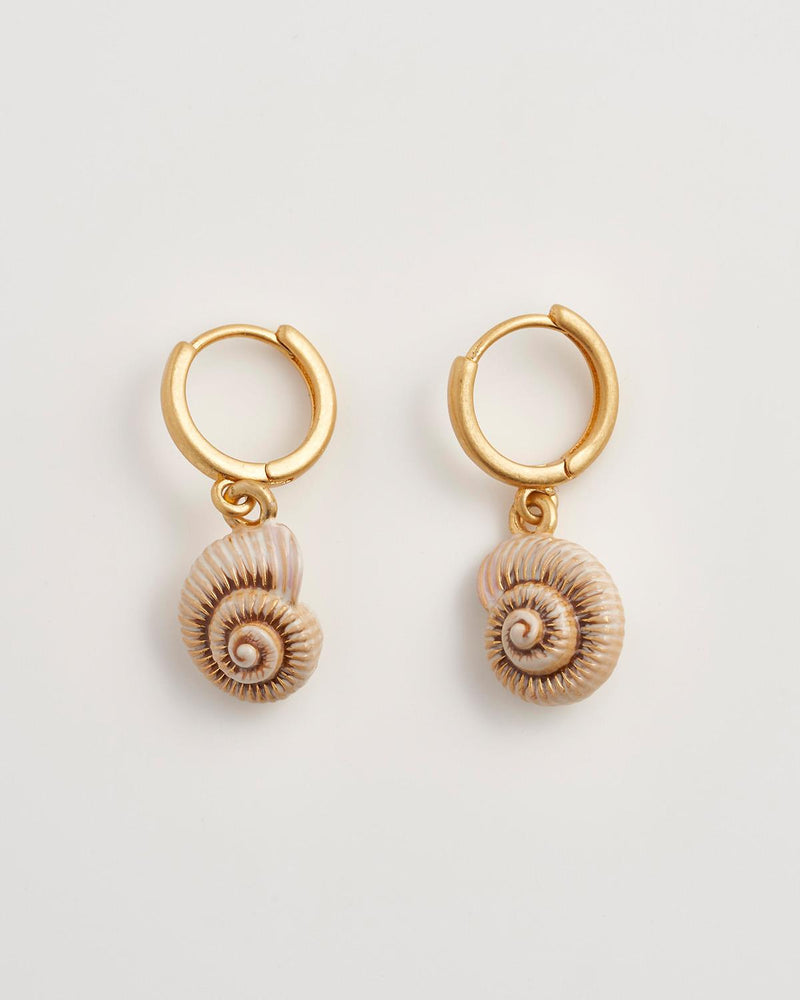 Sea Snail Shell Huggie Hoops