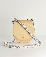 Tree Of Life Monochrome Raffia Saddle Bag