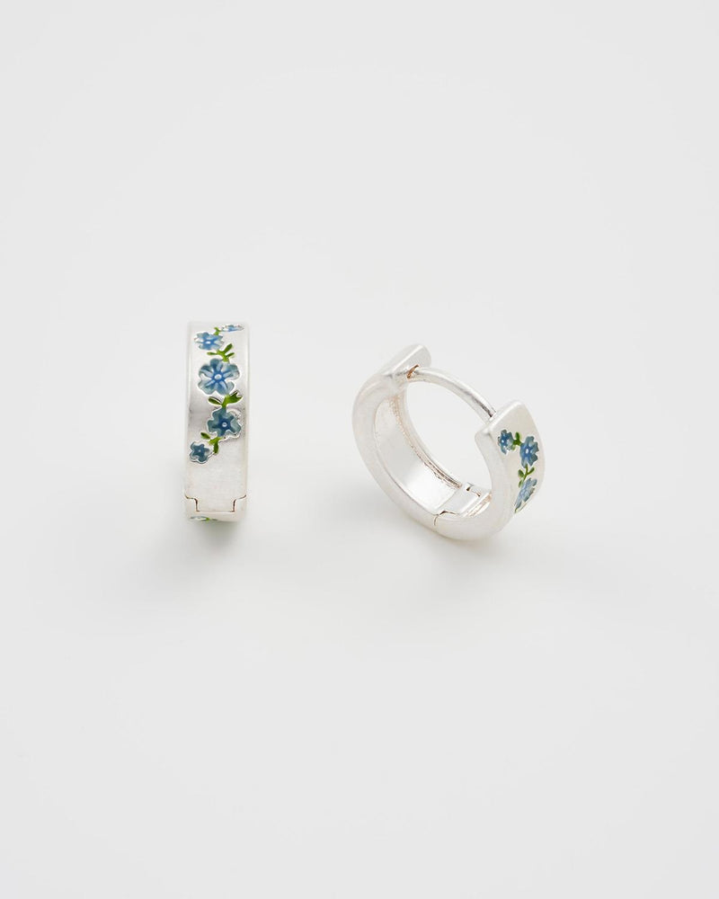 Forget Me Not Silver Mini Hoop Earrings