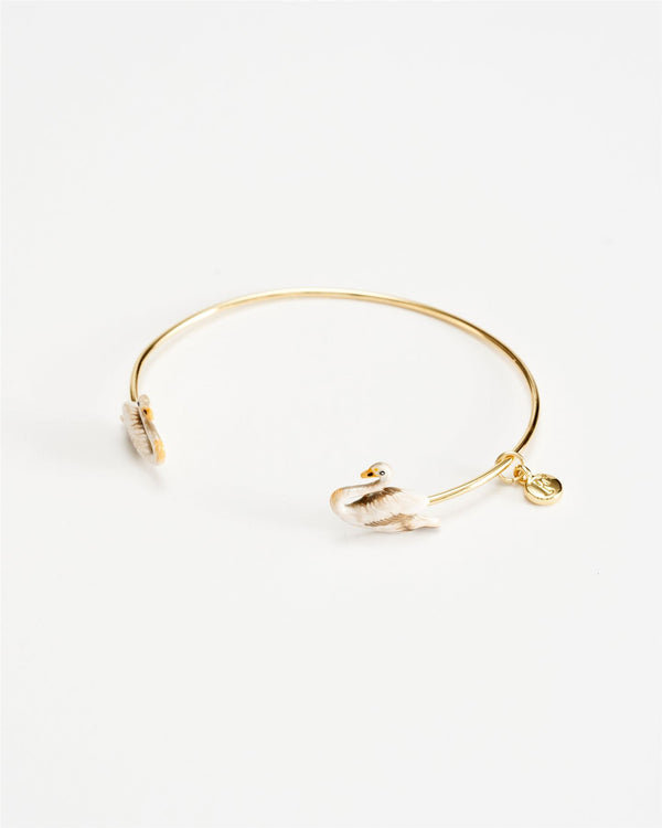 Enamel Swan Bangle