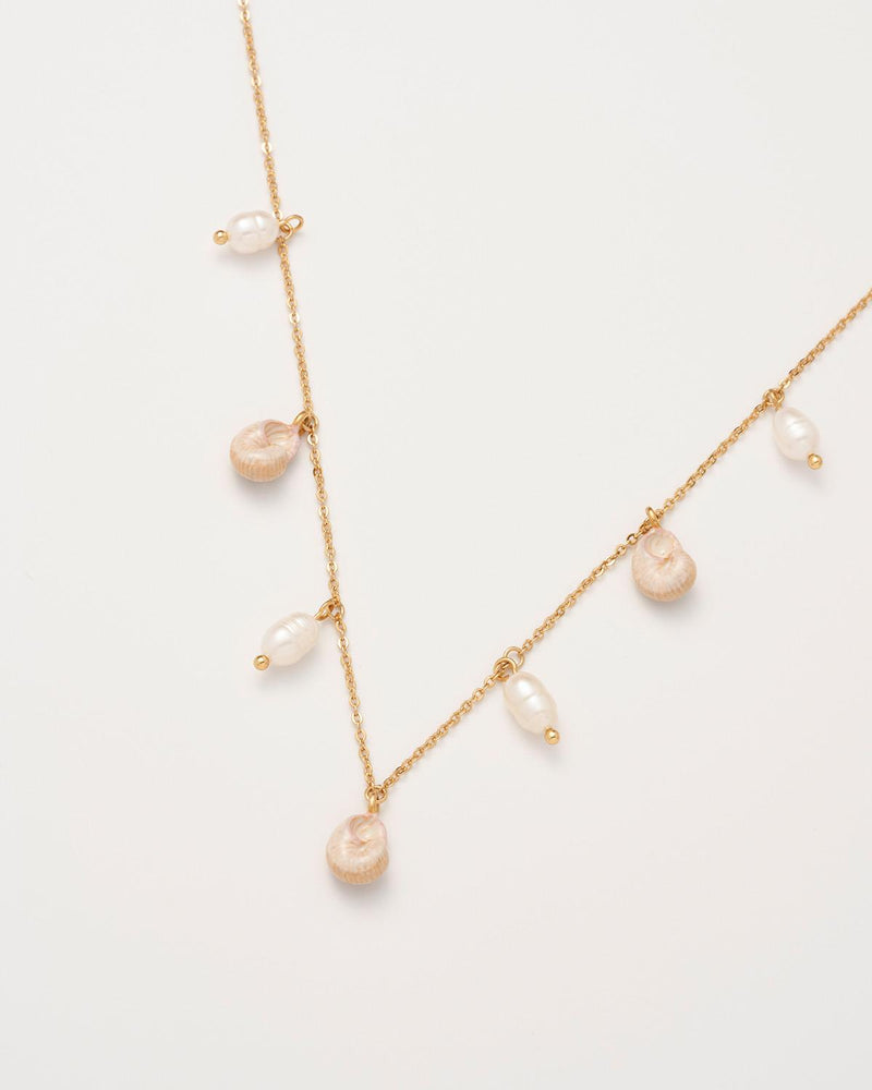 Sea Snail Charm & Pearl Necklace