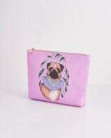 Catherine Rowe Pet Portraits Pug Pink Cotton Pouch