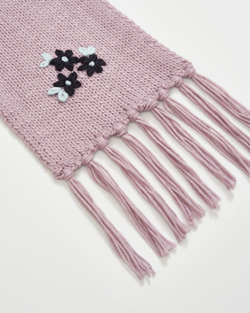 Forget-Me-Not Knitted Lilac Scarf