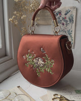 Sleepy Fawn Embroidered Satin Saddle Bag