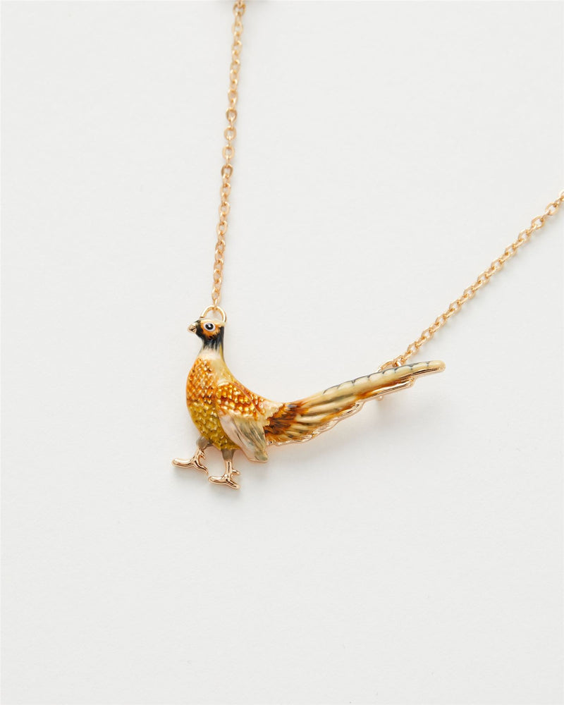 Enamel Pheasant Short Necklace